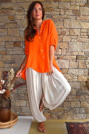 Pia Pillow Cotton Embroidered Tile Classic Shirt Aperol